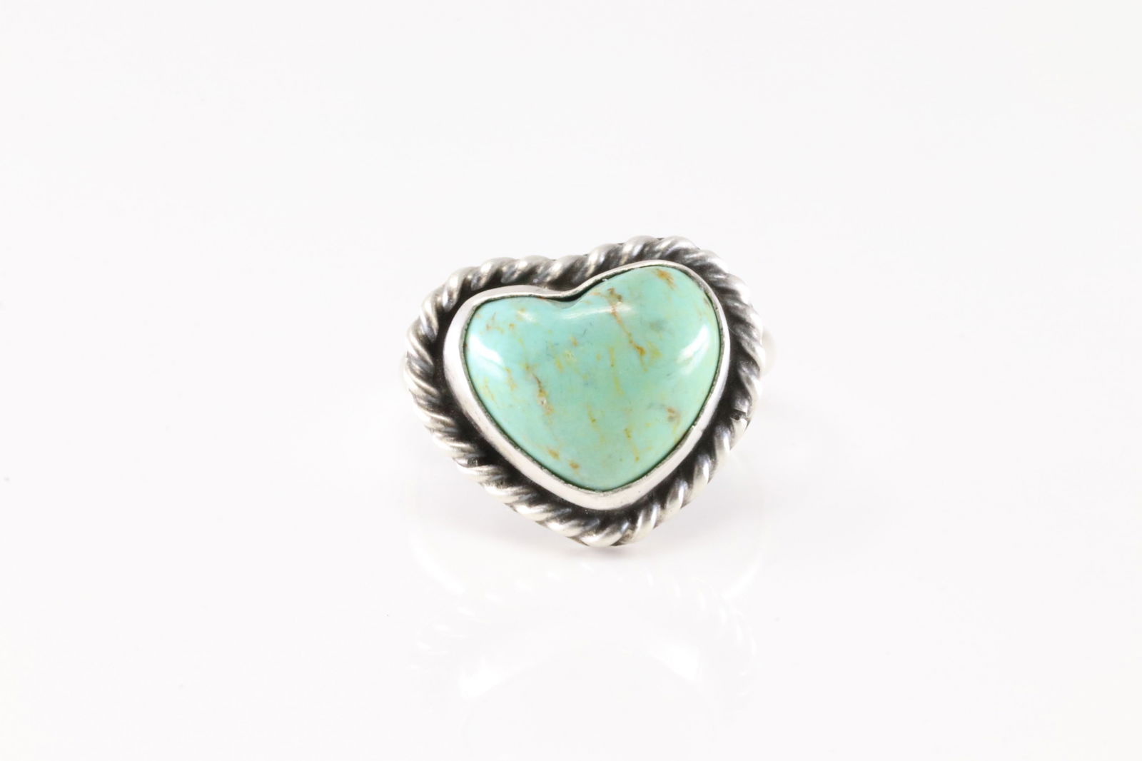Native America Navajo Sterling Silver Turquoise Heart Ring By Dixon. (1 of 4)