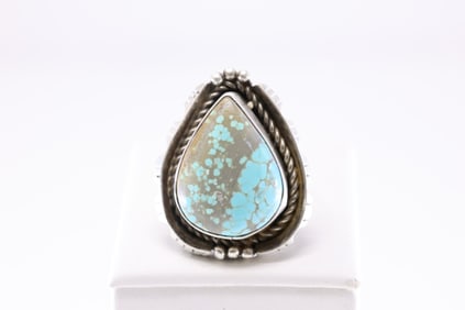 Native America Navajo Sterling Silver Turquoise Ring By L.S.S.