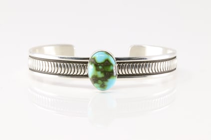 Native America Navajo Sterling Silver Sonora Gold Bracelet Cuff By B. Morgan.