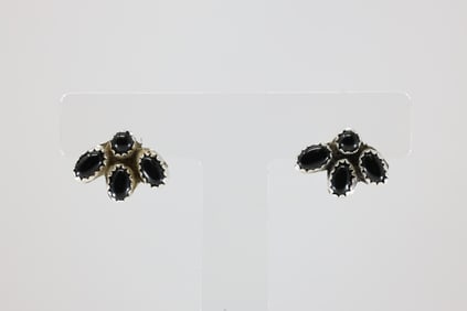 America Sterling Silver Black Onyx Post Earring's.