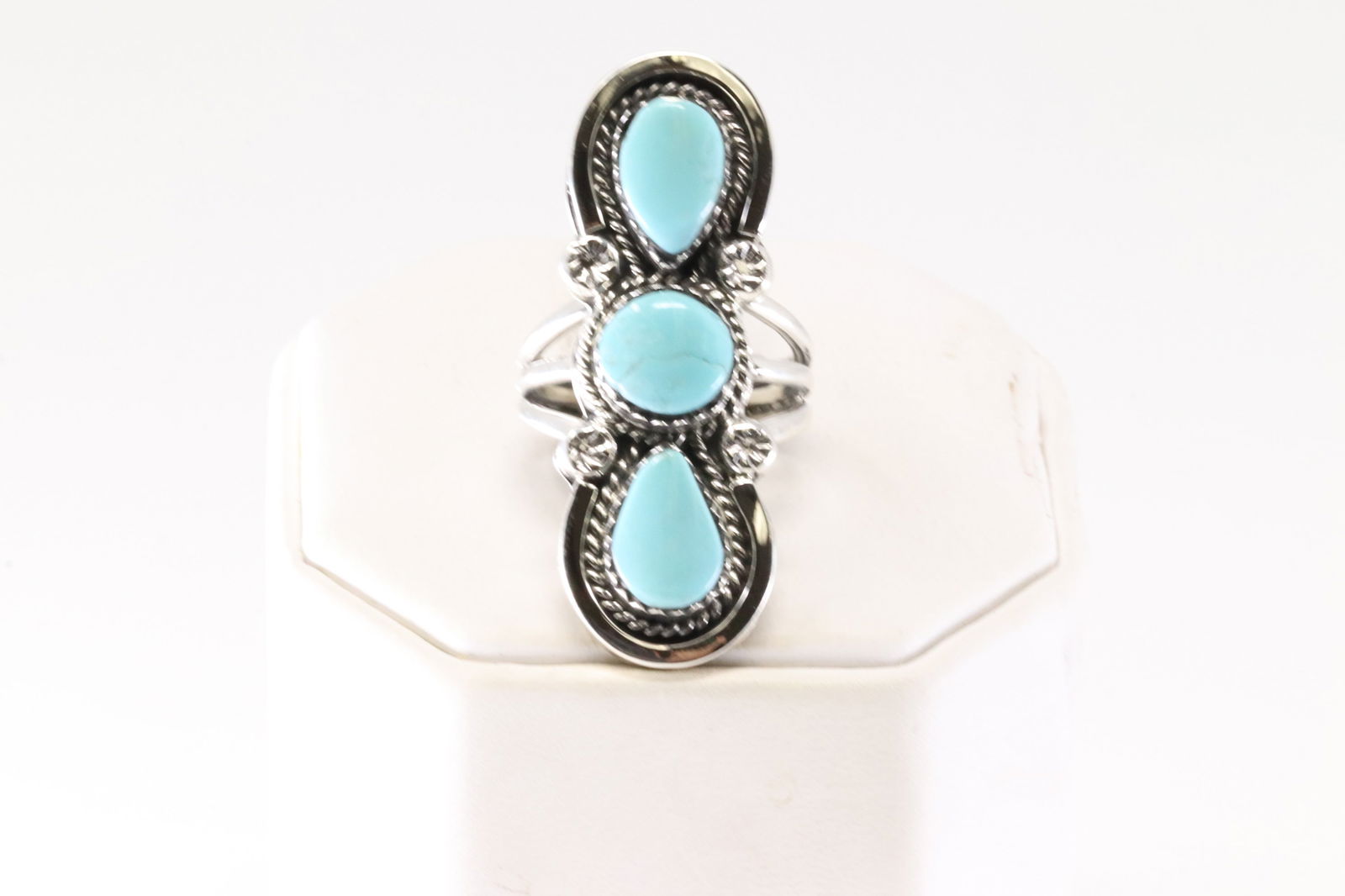 Native America Navajo Sterling Silver Turquoise Ring By Fannie Platero. From R.B Company. (1 of 4)