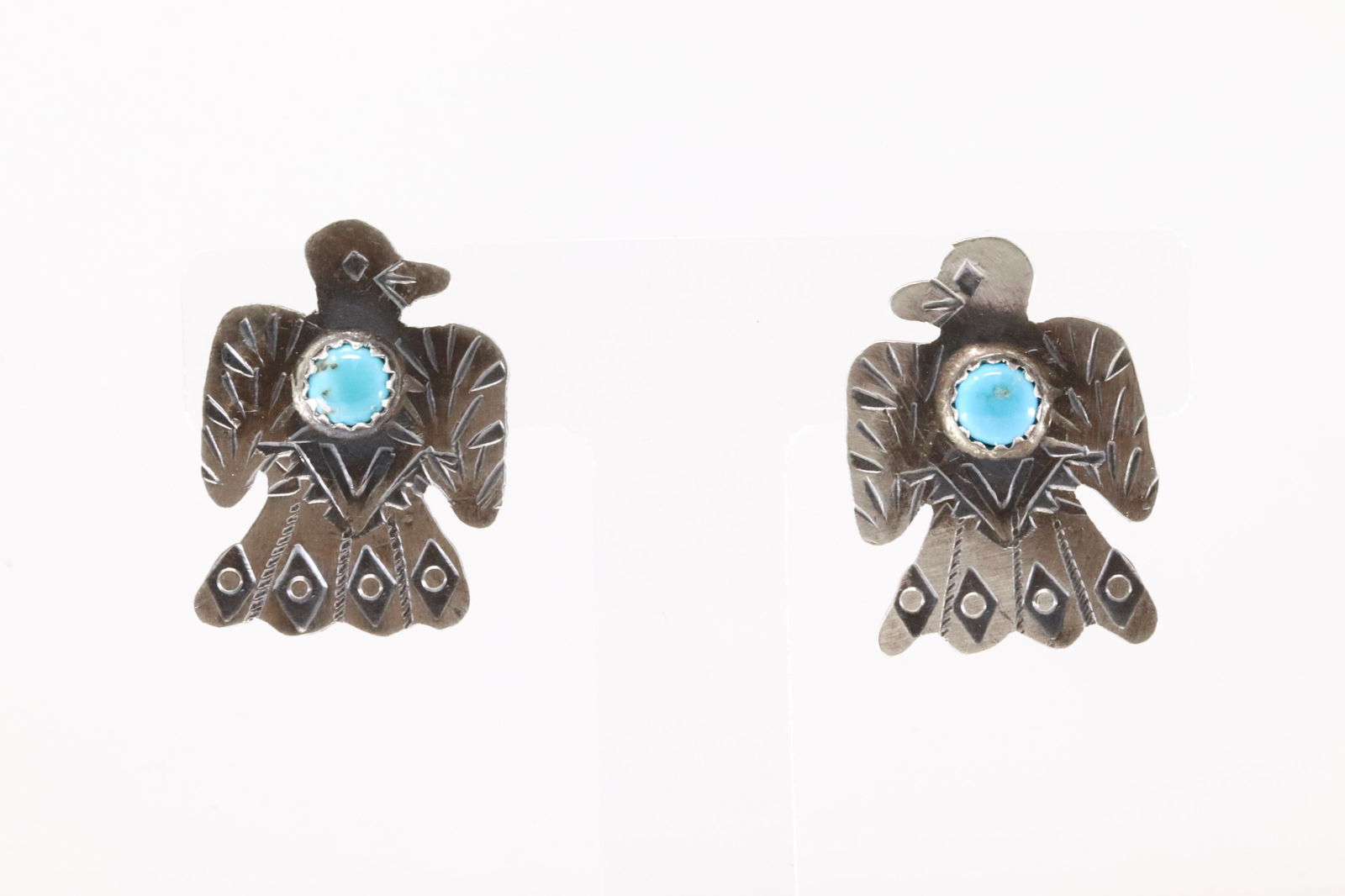 Native America Navajo Sterling Silver Turquoise Eagle Post Earring's By Gabrielle Yazzie.: This is a Native America Navajo Sterling Silver Turquoise Eagle Post Earring's By Gabrielle Yazzie.