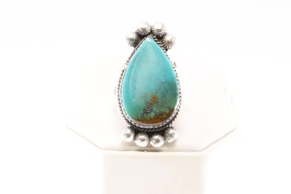Native America Navajo Sterling Silver Turquoise Ring By Selina Warner.