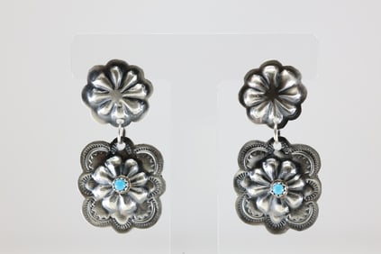 America Sterling Silver Turquoise Post / Dangling Earring's.