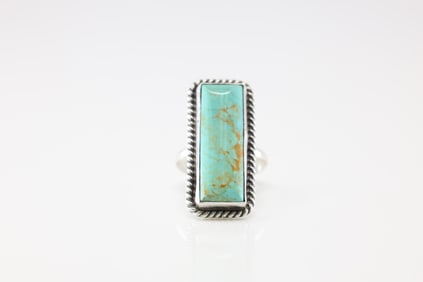Native America Navajo Sterling Silver Turquoise Ring By Donovan Skeets.