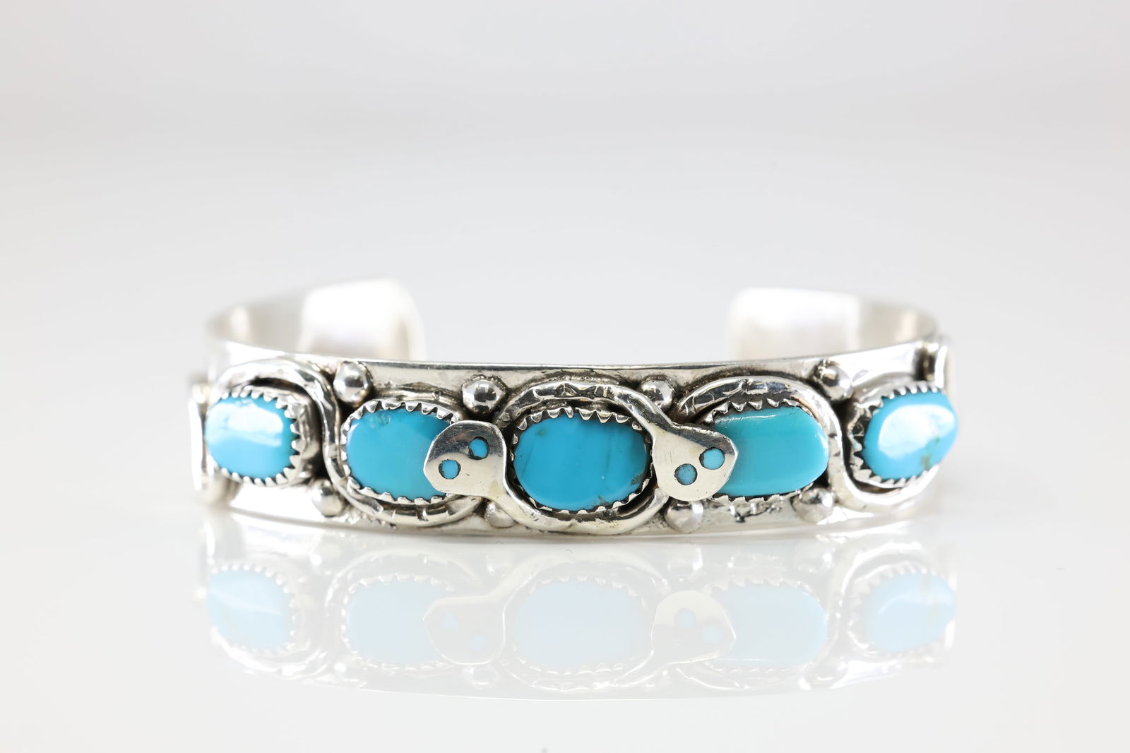 Native America Zuni Sterling Silver Turquoise Bracelet Cuff By Effie C. (1 of 4)