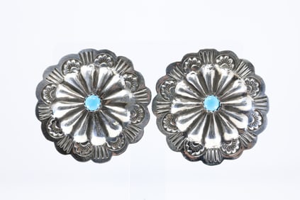 America Sterling Silver Turquoise Conch Post Earring's