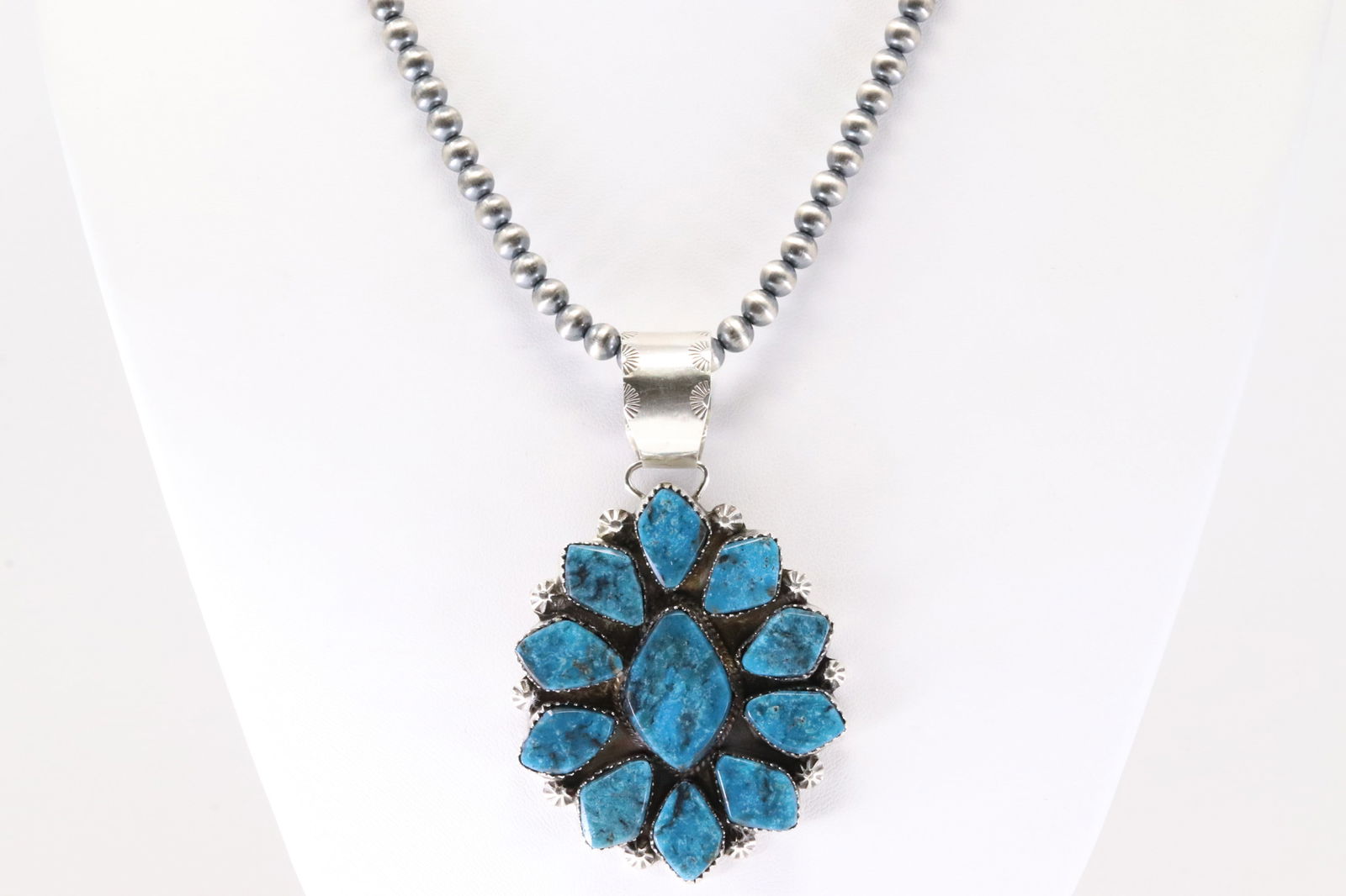 Native America Navajo Sterling Silver Turquoise Pendent By S.W. With None Navajo Stearling Silver (1 of 4)