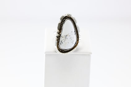 America Sterling Silver White Buffalo Ring.