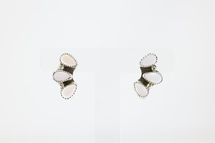 Native America Navajo Sterling Silver Pink Conch Shell Post Earring's By Maxine Ramirez.