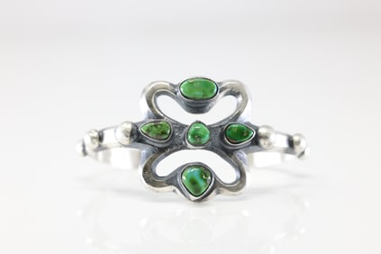 Native America Navajo Sterling Silver Sonora Gold Turquoise Bracelet Cuff Chimney Butte.