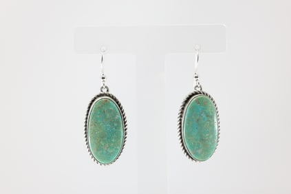 Native America Navajo Sterling Silver  Royston Turquosie Dangling Earring's By I Kee.