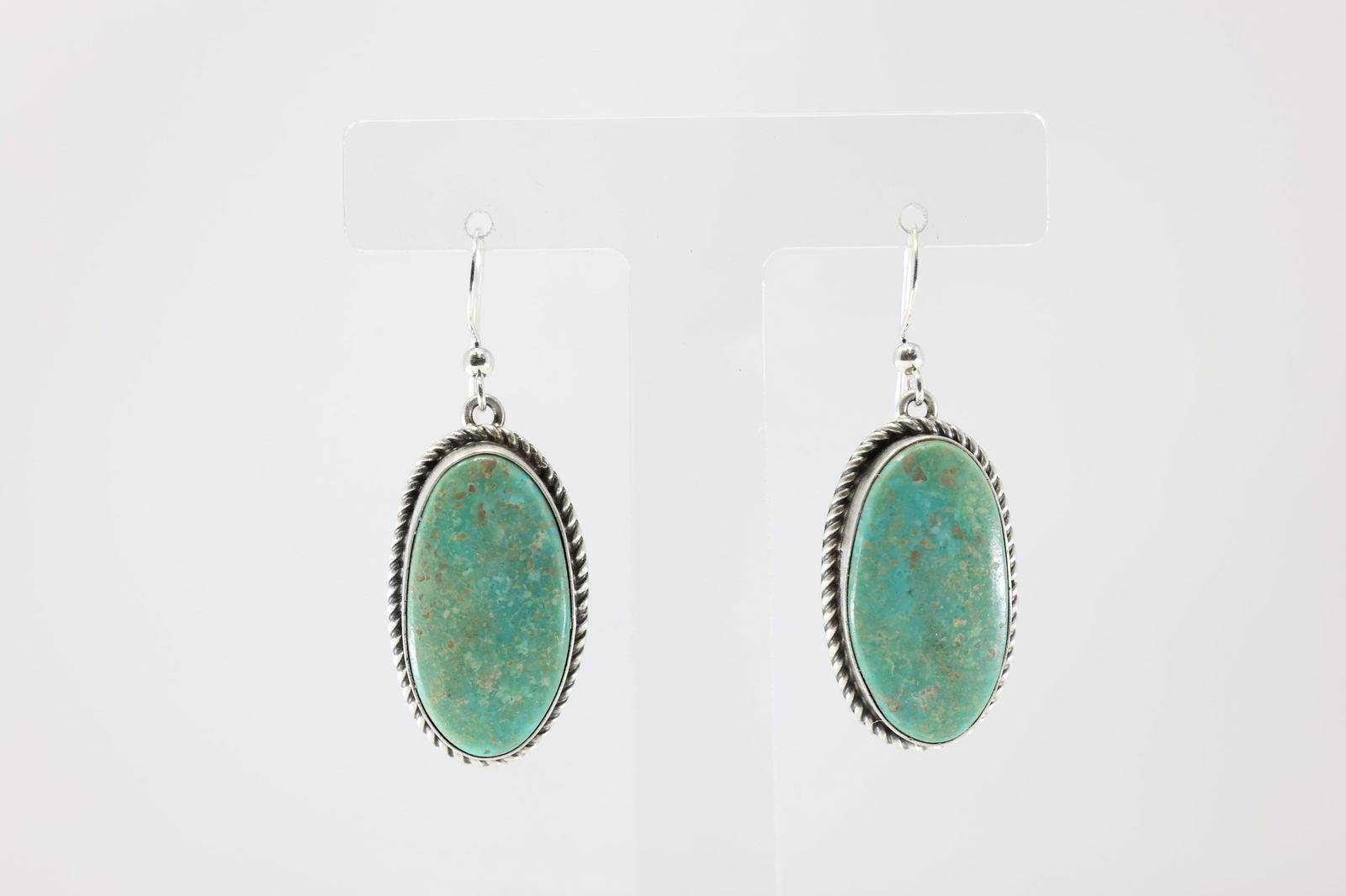 Native America Navajo Sterling Silver Royston Turquosie Dangling Earring's By I Kee.: This is a Native America Navajo Sterling Silver Royston Turquosie Dangling Earring's By I Kee.