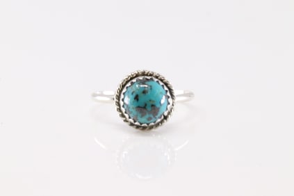 Native America Navajo Sterling Silver Turquoise Ring By Esther White.
