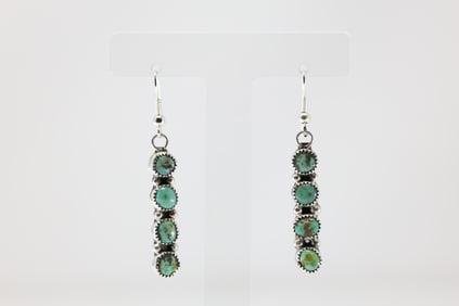 Native America Navajo Sterling Silver Kingman Turquoise Dangling Earring's By Maxine Ramirez.