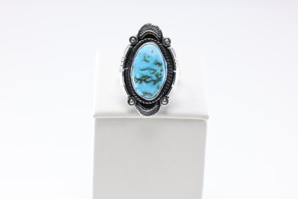 Native America Navajo Sterling Silver Turquoise Ring By Daniel Benally. From R.B Company.