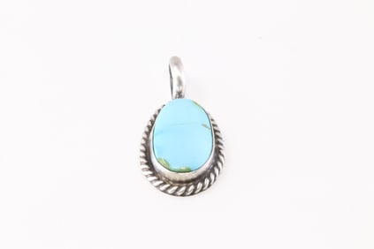 Native America Navajo Sterling Silver Turquoise Pendent By Dixon.