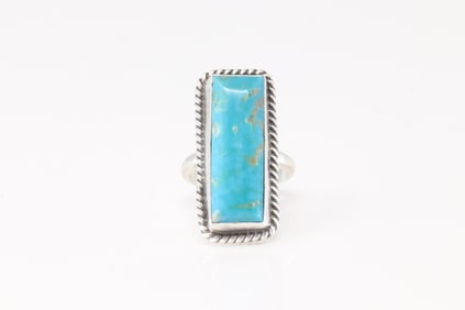 Native America Navajo Sterling Silver Turquoise Ring By Donovan Skeets.