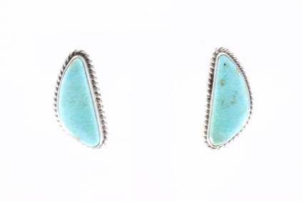 Native America Navajo Sterling Silver Royston Turquoise Post Earring's By Chassity Belone.