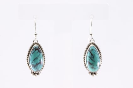 Native America Navajo Sterling Silver Kingman Turquoise Dangling Earring's By Trish Largo.