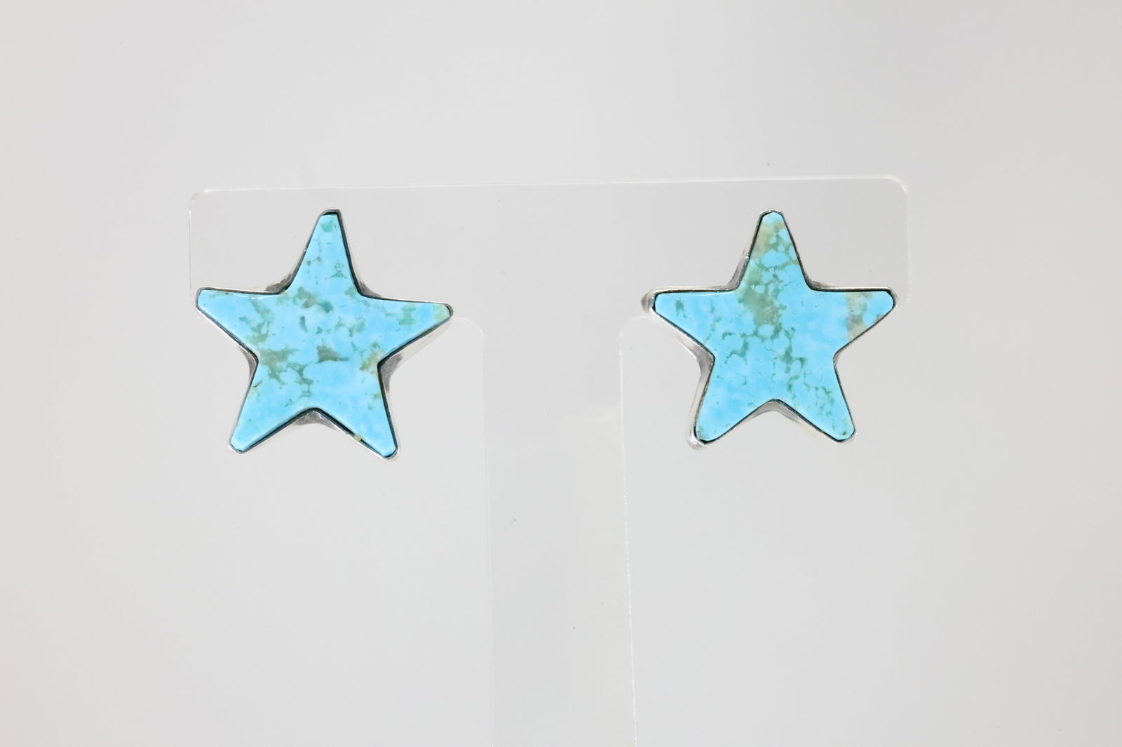 Native America Navajo Sterling Silver Kingman Turquoise Star Post Earring's By Donovan Skeet. (1 of 4)