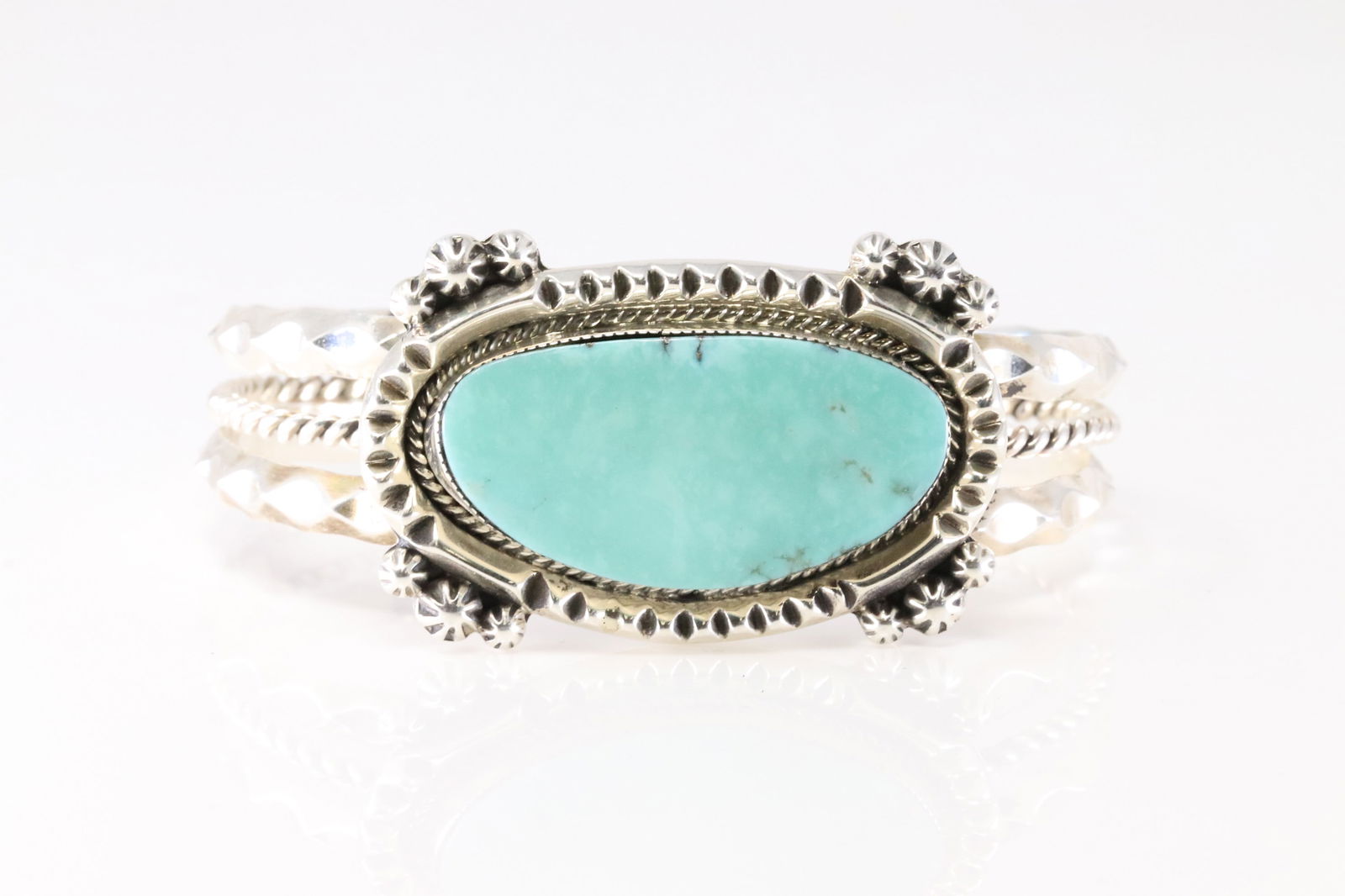 Native America Navajo Sterling Silver Turquoise Bracelet Cuff By Emerson Delgarito. From R.B: This is a Native America Navajo Sterling Silver Turquoise Bracelet Cuff By Emerson Delgarito. From R.B Company. Stamp R.B.