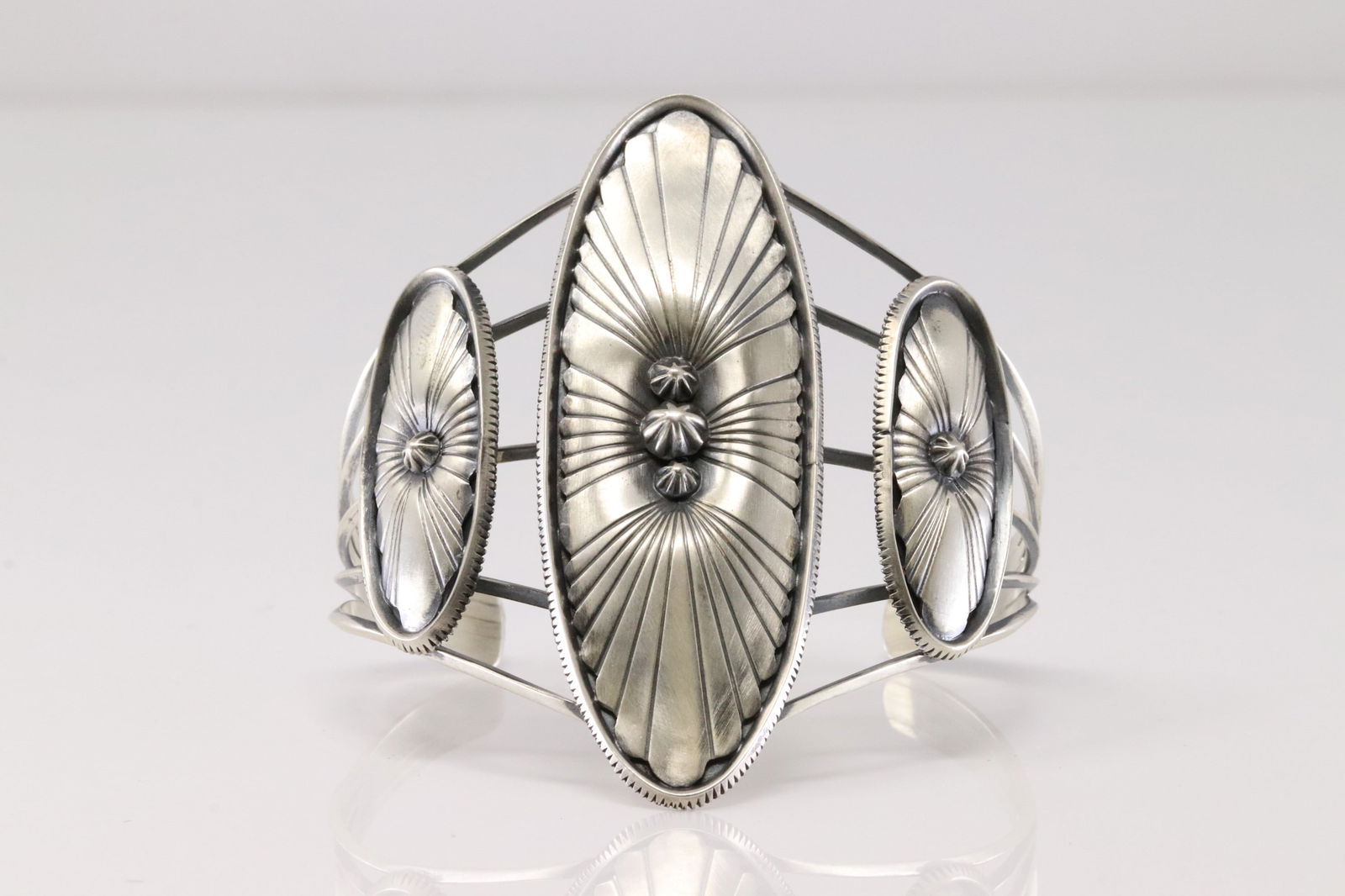 Native America Navajo Sterling Silver Solid Bracelet Cuff By R.B. From R.B Company.: This is a Native America Navajo Sterling Silver Solid Bracelet Cuff By R.B. From R.B Company.