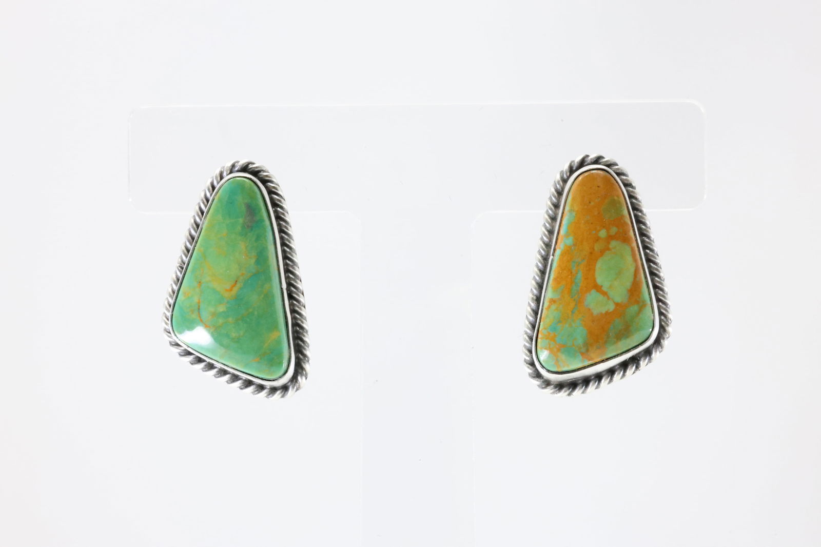 Native America Navajo Sterling Silver Kingman Turquoise Post Earring's By Trish Largo.: This is a Native America Navajo Sterling Silver Kingman Turquoise Post Earring's By Trish Largo. Stamp L.