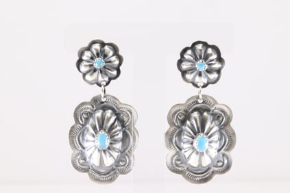 Sterling Silver Turquoise Post / Dangling Earring's.