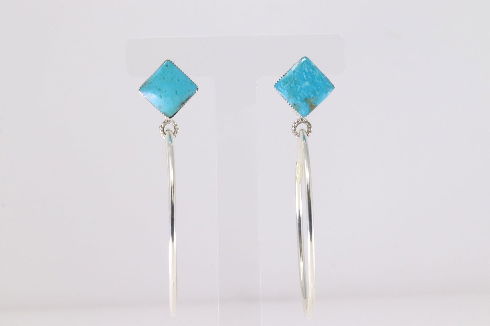 Sterling Silver Turquoise Hoop Post Earring's.: This is a Sterling Silver Turquoise Hoop Post Earring's.