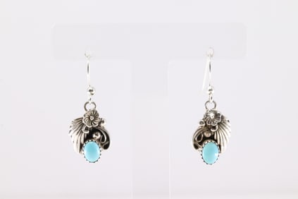 Sterling Silver Kingman Turquoise Dangling Earring's.
