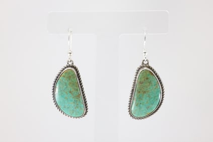 Native America Navajo Sterling Silver Royston Dangling Earring's By I Kee.