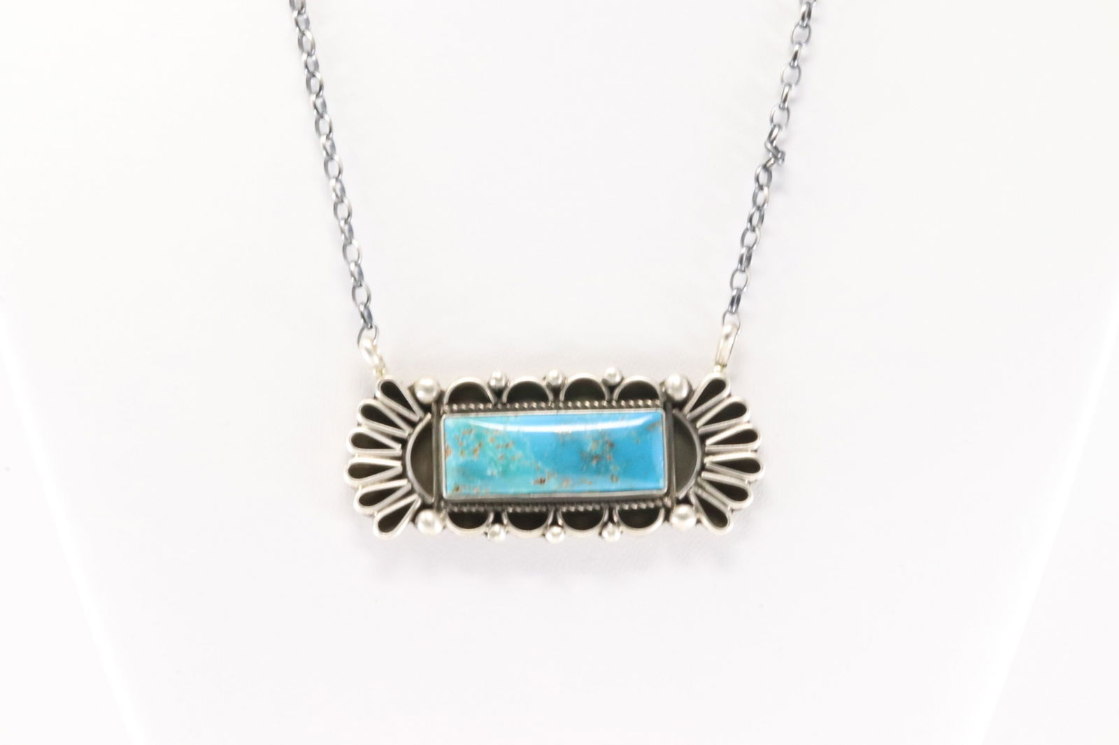 Native America Navajo Sterling Silver Kingmna Turquoise Necklace By Geraldine James. (1 of 4)
