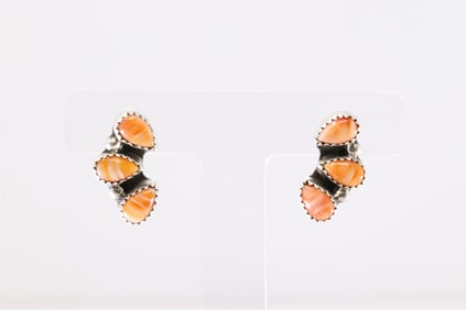 Native America Navajo Sterling Silver Spiny Oyster Post Earring's By MR.