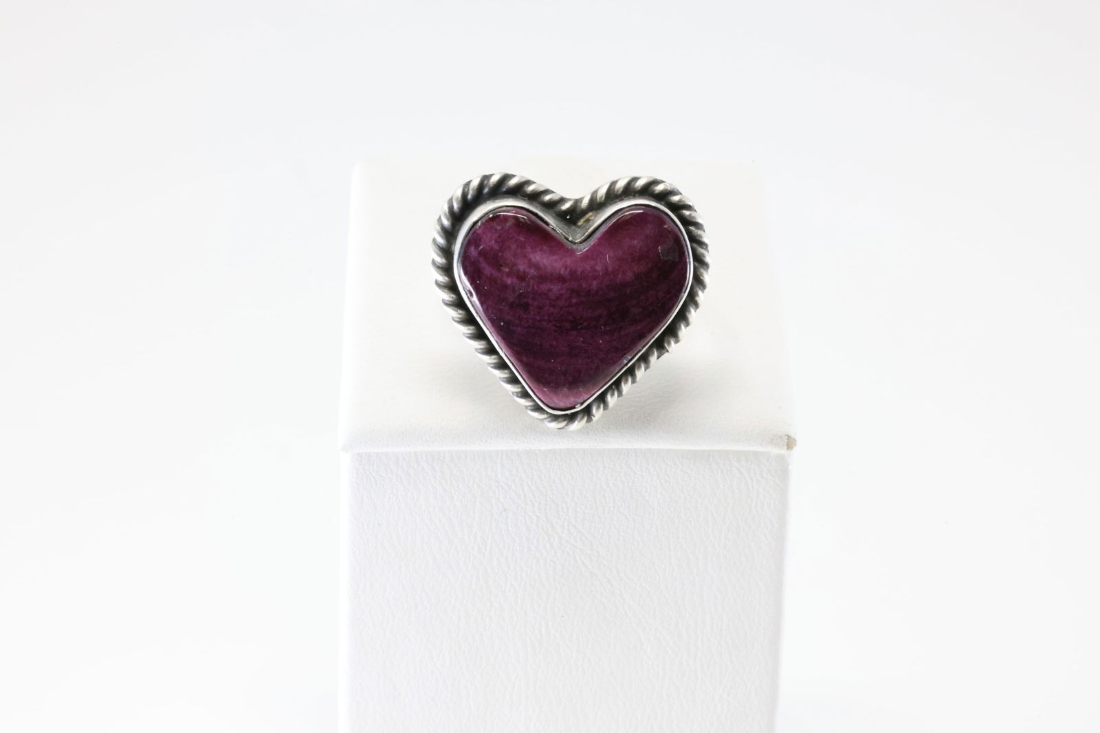 Native America Navajo Sterling Silver Purple Spiny Oyster Heart Ring By Dixon. (1 of 4)