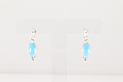 Native America Navajo Sterling Silver Turquoise Post Earring's By SH.