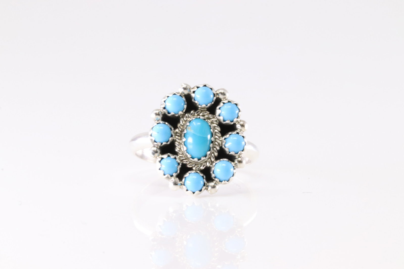 Native America Navajo Sterling Silver Turquoise Ring By NK.: This is a Native America Navajo Sterling Silver Turquoise Ring By NK. Stamp NK. Ring Size: 7.00.