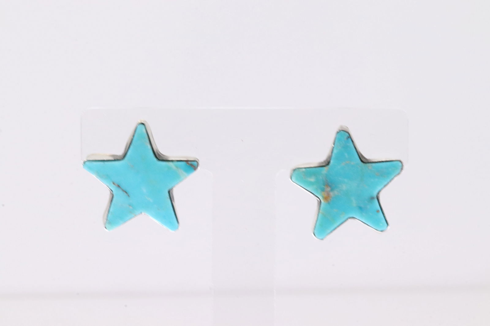 Native America Navajo Sterling Silver Kingman Turquoise Star Post Earring's By Donovan Skeet. (1 of 4)