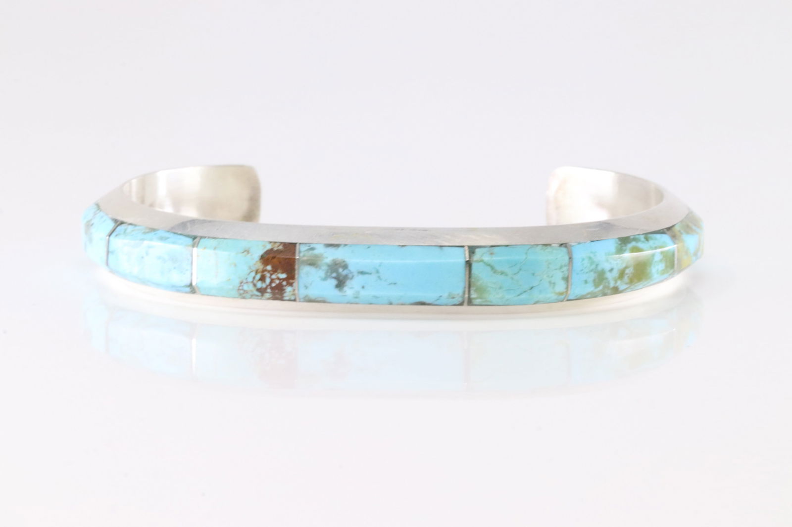 Native America Navajo Sterling Silver Number 8 Turquoise Inlay Bracelet Cuff By Brandon Etcitty.: This is a Native America Navajo Sterling Silver Number 8 Turquoise Inlay Bracelet Cuff By Brandon Etcitty. Stamp BE.