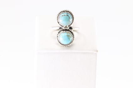 Native America Navajo Sterling Silver Turquoise Ring By E.W.