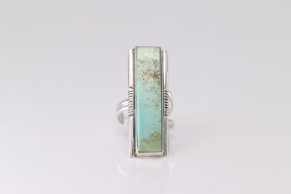 Native America Navajo Sterling Silver Turquoise Ring By SF.