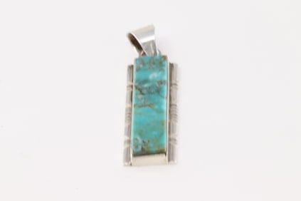 Native America Navajo Sterling Silver Number 8 Turquoise Pendant By Steve Francisco.