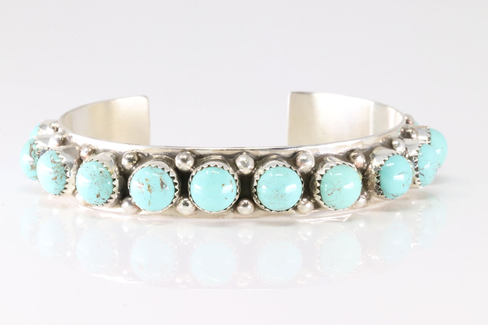 Native America Navajo Sterling Silver Turquoise Bracelet Cuff By Donovan Nez. (1 of 4)