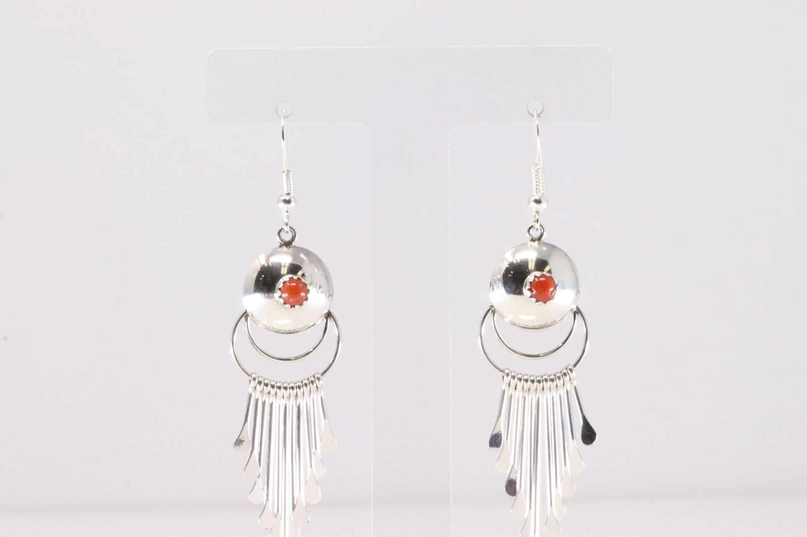 Native America Navajo Sterling Silver Coral Dangling Earring'sBy Delmar Armstron.: This is a Native America Navajo Sterling Silver Coral Dangling Earring'sBy Delmar Armstron. Stamp Paula Armstron.