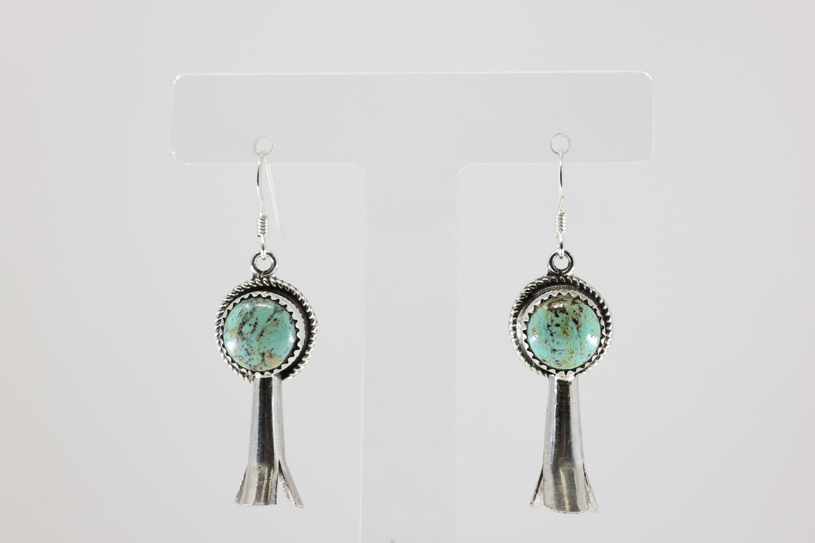 America Sterling Silver Turquoise Blossom Dangling Earring's.: This is a America Sterling Silver Turquoise Blossom Dangling Earring's.