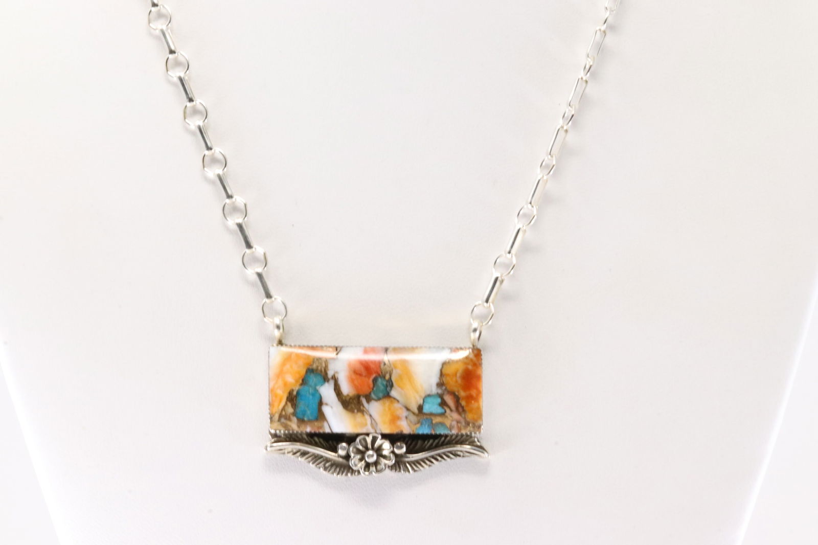 Native America Navajo Sterling Silver Multicolor Stone Necklace By Gregg Yazzie. From R.B Company.: This is a Native America Navajo Sterling Silver Multicolor Stone Necklace By Gregg Yazzie. From R.B Company. Stamp R.B. Necklace Length: 16.00.