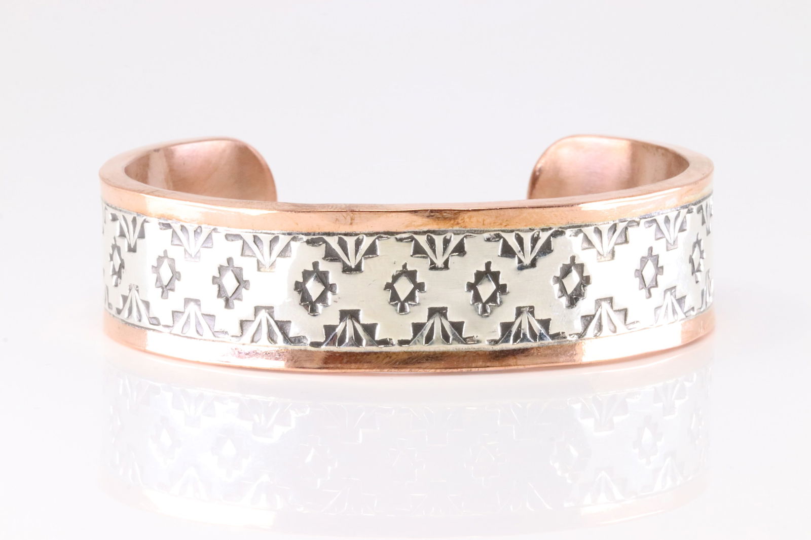 Native America Navajo Cooper Stamped Bracelet Cuff By JG. (1 of 4)