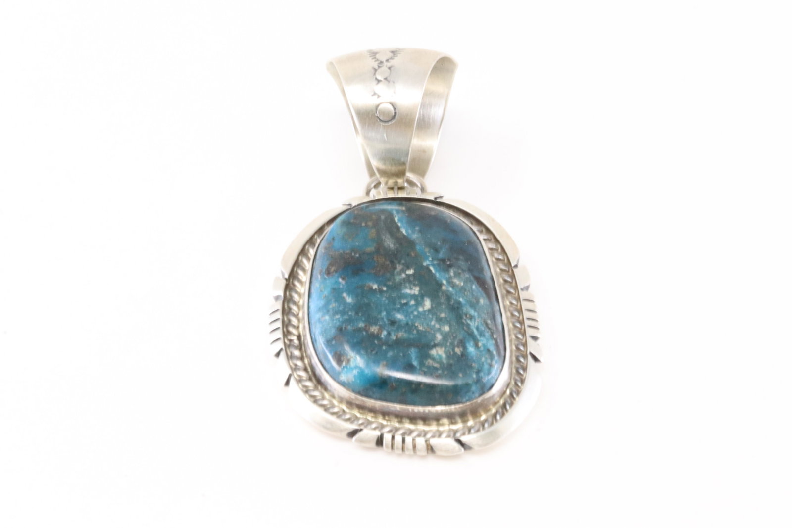 Native America Navajo Sterling Silver Turquoise Pendant By Alfred Martinez.: This is a Native America Navajo Sterling Silver Turquoise Pendant By Alfred Martinez. Stamp AM.