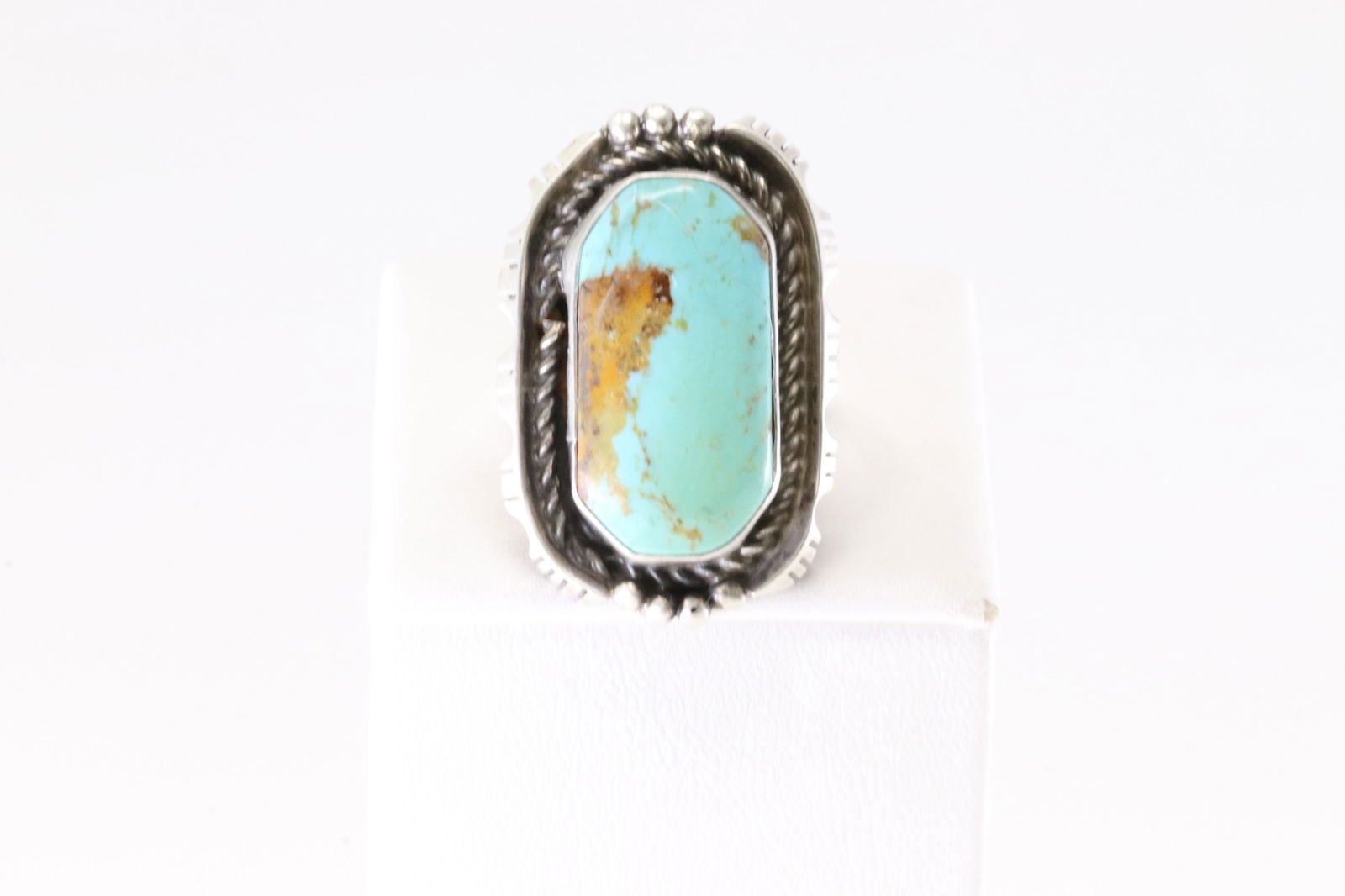 Native American Navajo Sterling Silver Turquoise Ring By LSS. (1 of 4)