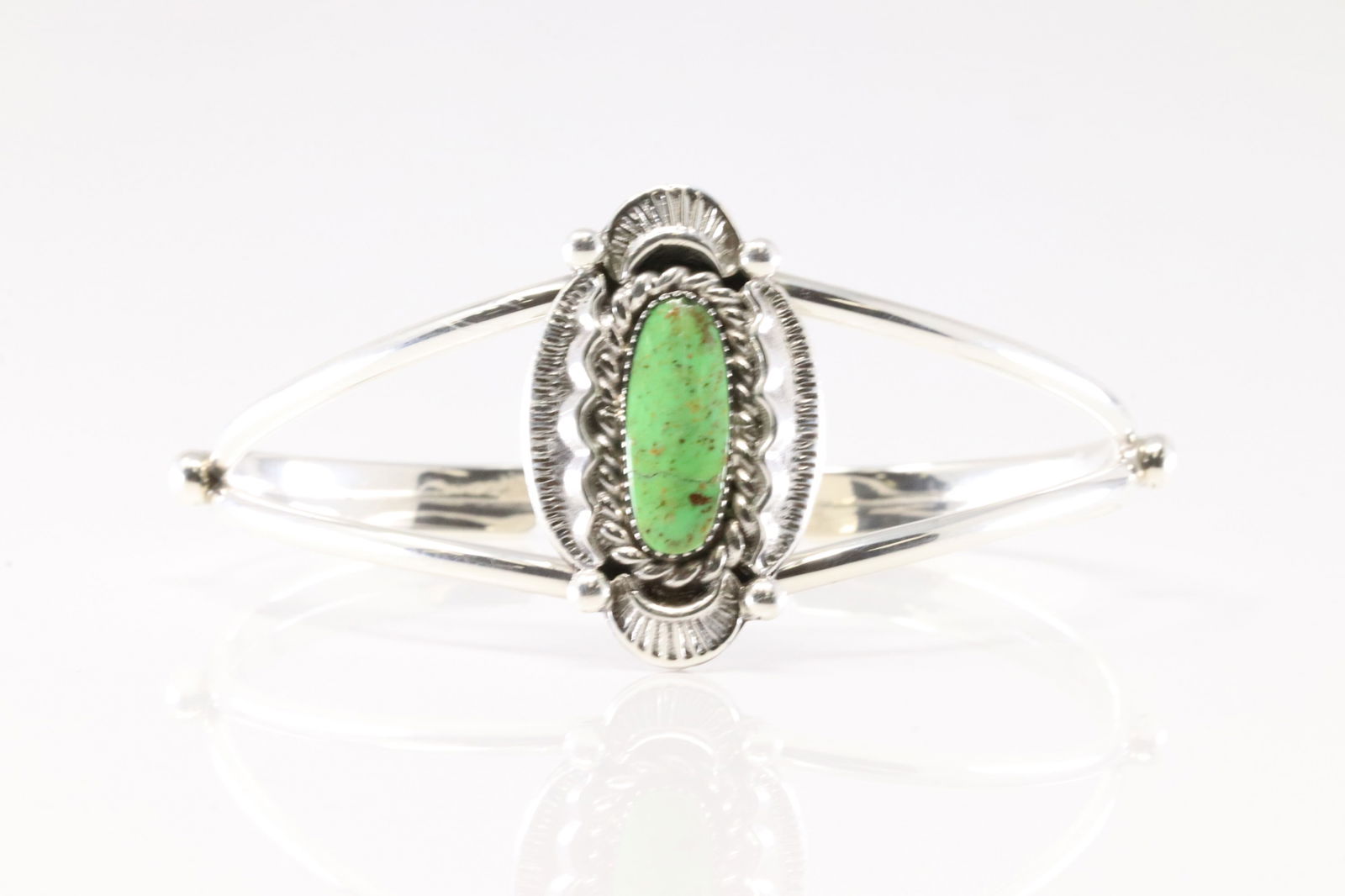 Native America Navajo Sterling Silver Turquoise Bracelet Cuff By Sadie Jim. From R.B Company.: This is a Native America Navajo Sterling Silver Turquoise Bracelet Cuff By Sadie Jim. From R.B Company. Stamp R.B.